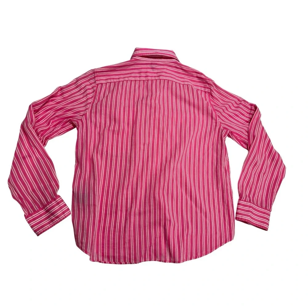 Lauren Ralph Lauren Pink White Striped 100% Cotton Button-Up Shirt‎ Sz L